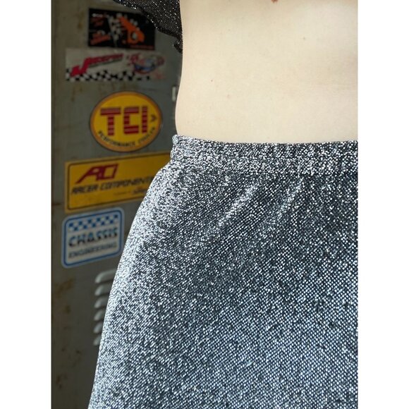 90s vintage silver maxi skirt bias cut lurex 1990s - Picture 5 of 7